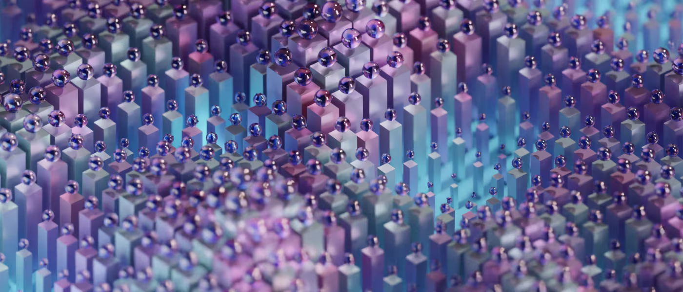 Abstract pastel geometric structures with reflective spheres